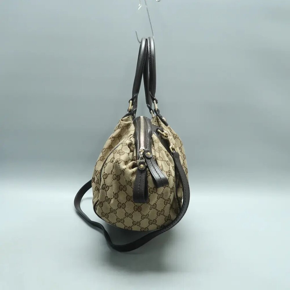 GUCCI Sukey Brown Cloth Satchel 567-011925 - Picture 3 of 12